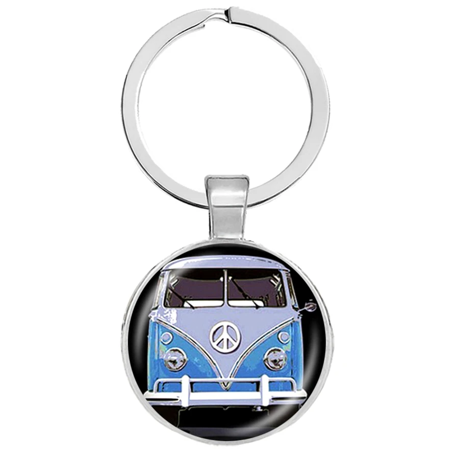 Hot Hippie Peace Sign Van Bus Keychain Fashion Men Women Purse Bag Car Pendant Key Ring Holder Jewelry Llaveros Cute | Украшения и