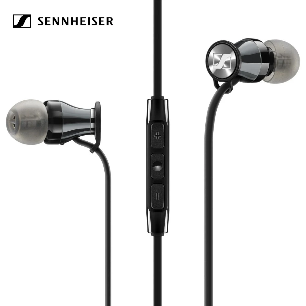 Sennheiser momum 3,5 мм проводные наушники стерео звук музыка Игровые наушники с микрофоном динамическая гарнитура тяжелого баса для телефона fone - Цвет: Black with Chrome