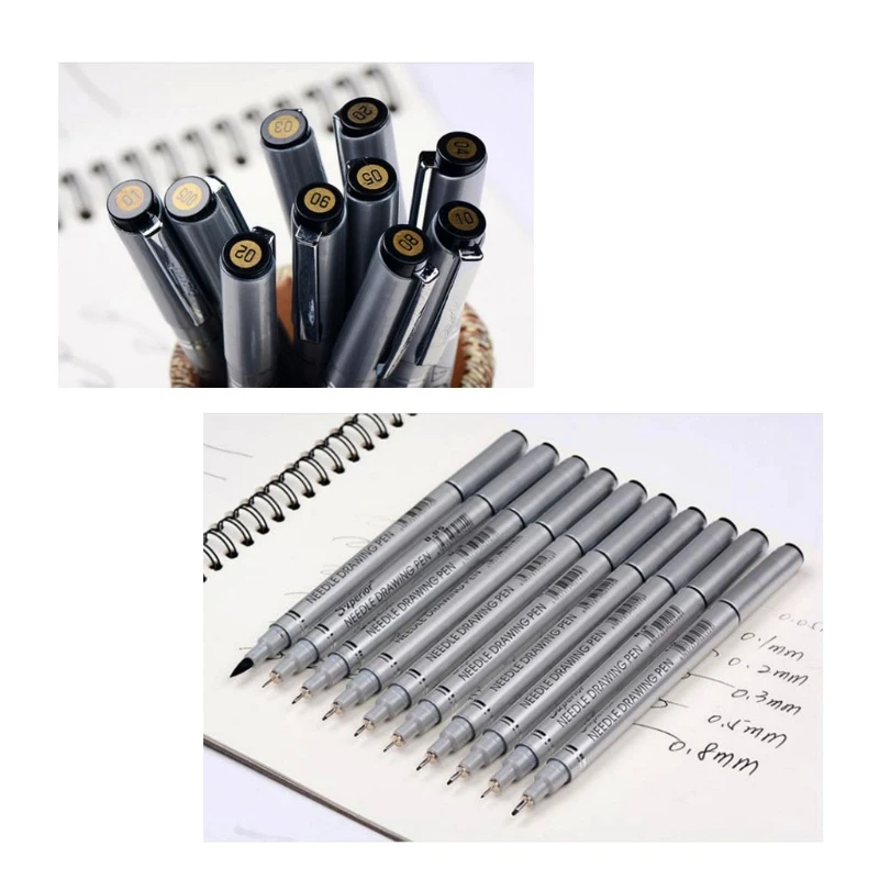 

10 Sizes Sketch Micron Neelde Drawing Fine Line Pen Manga Art Markers Supplies 634B