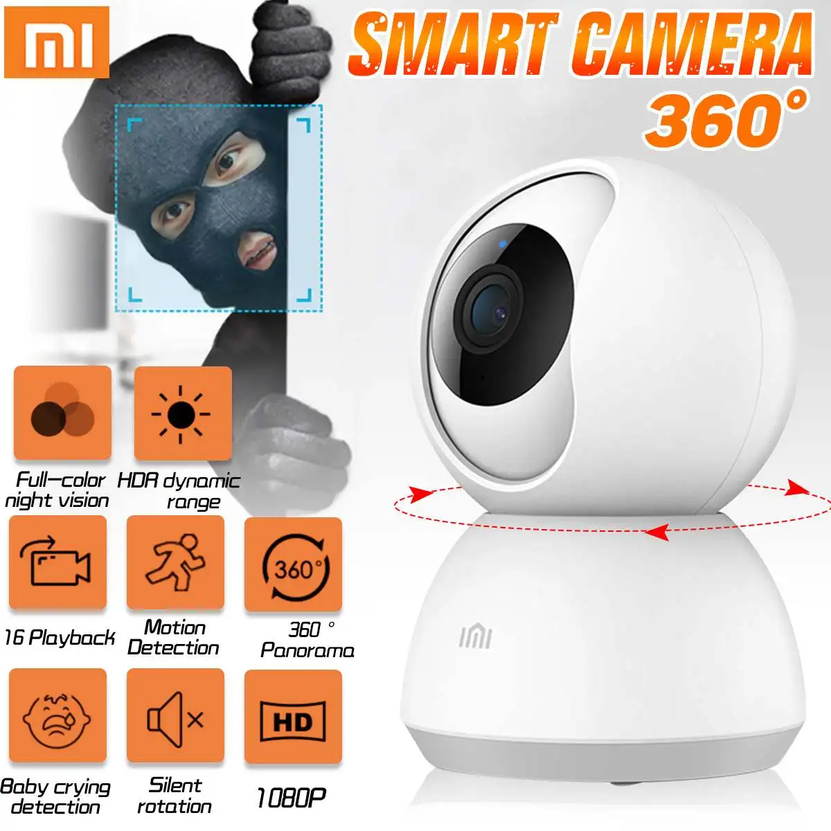 XIAOMI Mijia Global Version Smart Camera 1080P PT 360° IP Video Camera AI Motion Detection IR Night Version Home Baby Monitors