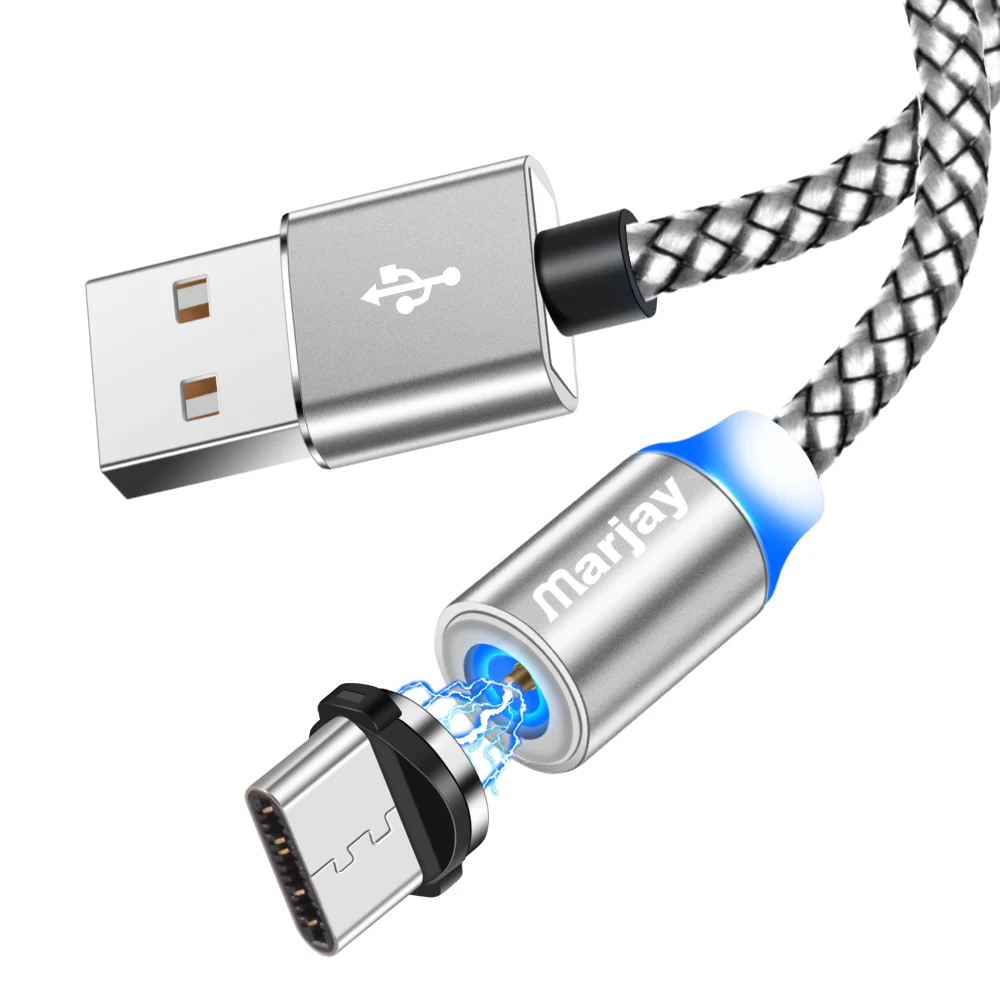 Marjay chargeur magnétique Micro USB câble pour iPhone Samsung Android charge rapide aimant câble USB type C téléphone portable cordon fil