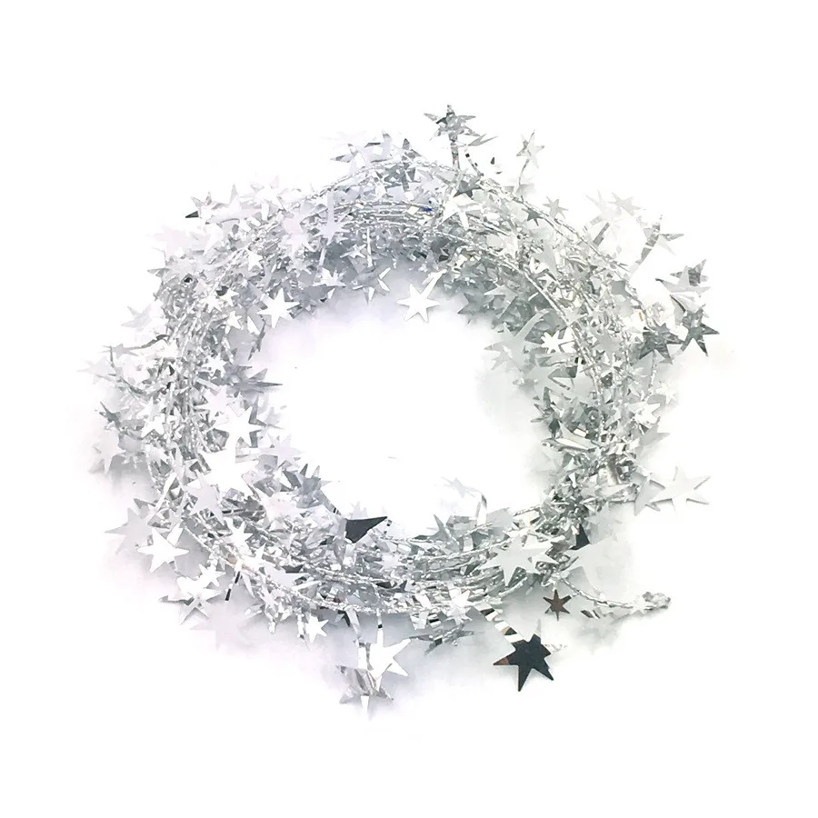 5 м Серебряные звезды мишура подвесные рождественские украшения Рождественская