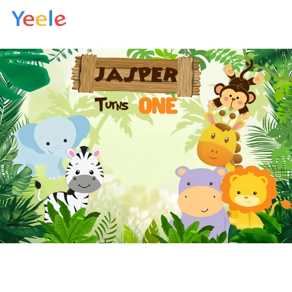 

Yeele 1st Children Birthday Portrait Cartoon Animal Photography Backdrops Personalized Photographic Backgrounds For Photo Studio