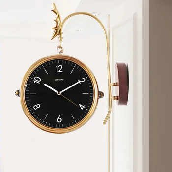 

Double Sided Wall Clock Nordic Luxury Living Room Wall Watch Modern Design Simple American Mute European Home Decoration W6B