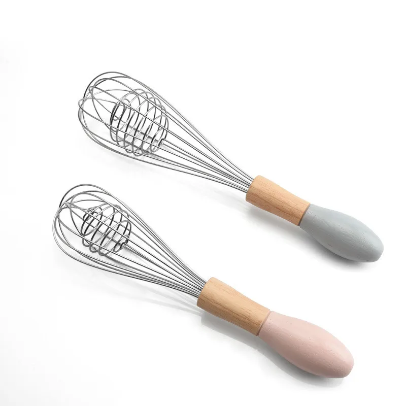 

Silicone Egg-Whisk with Wooden Handle Superior Kitchen Whisk for Whisking Dough, Egg and Other Foods Egg Beater Baking Tool