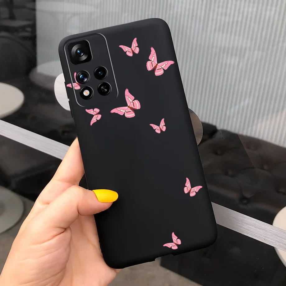 flip cases For Xiaomi Redmi Note 11 China Case 2021 6.6 inch Cute Girl Butterfly Flowers Back Cover For Redmi Note 11 Note11 Soft Silicone phone purse