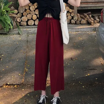 

Women's Pants 2019 Spring New Casual Straight Pants Fashion Solid Wide Leg Pants Loose Trousers