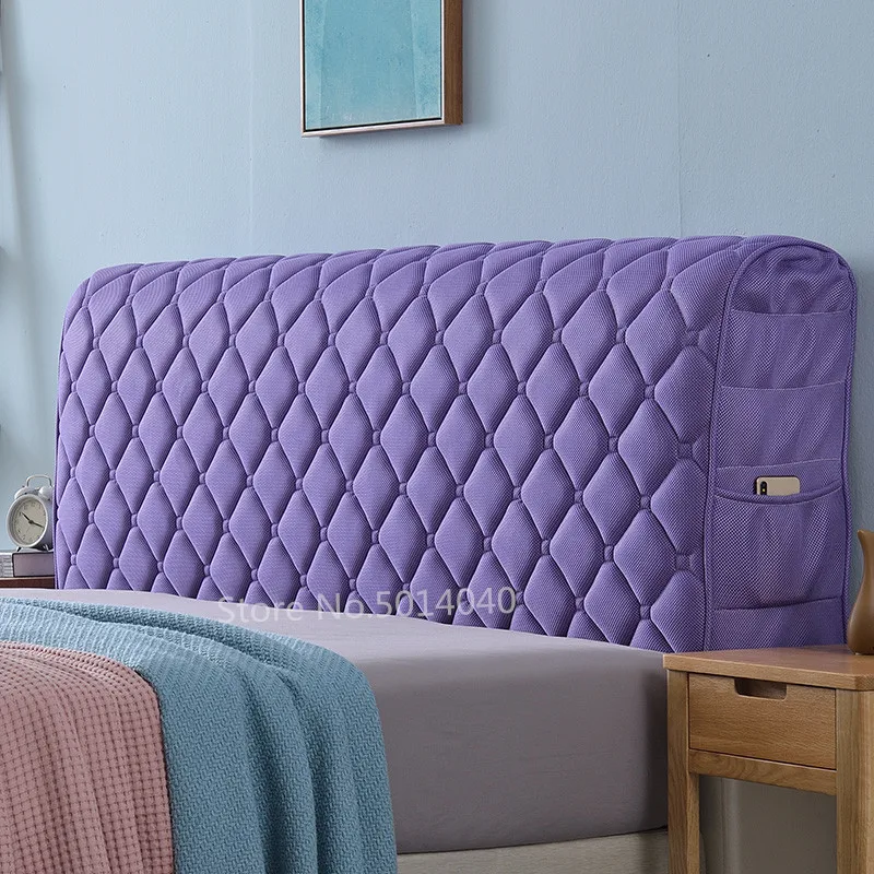 CXLT Testata Copertura Elastica Coperchio della Testata Letto all-Inclusive Velluto Letto Testa della Copertura Posteriore di Protezione Antipolvere Testiera Fodera,Beige-Length:120-135cm