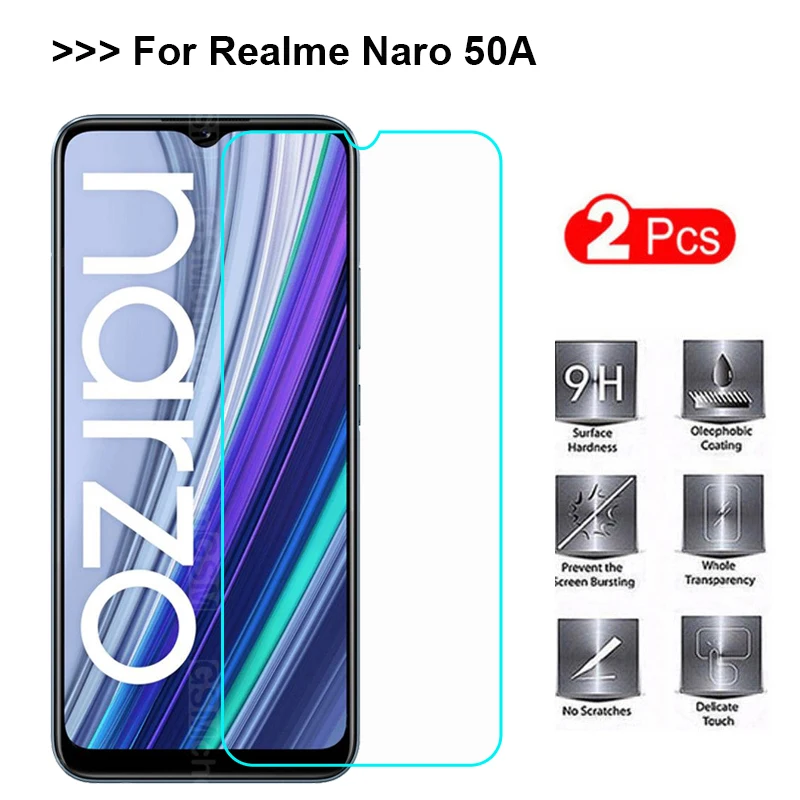 Vetro Temperato 2Pc Per Realme Narzo 50A Pellicola Protettiva Per Schermo Vetro Protettivo Su Cristal Realmy Realmi Naro50A Rmx3430 Pelicula