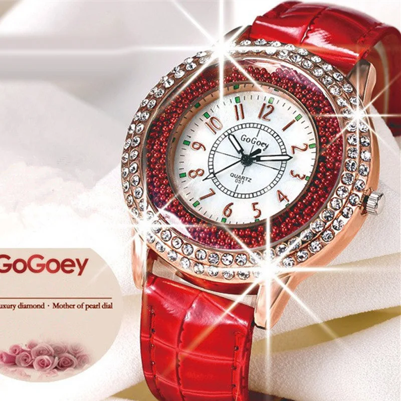 

Gogoey Ladies Watches Luxury Crystal Watches Women Womens Watches Leather Band Quartz Watches Female Watches Clock reloj mujer