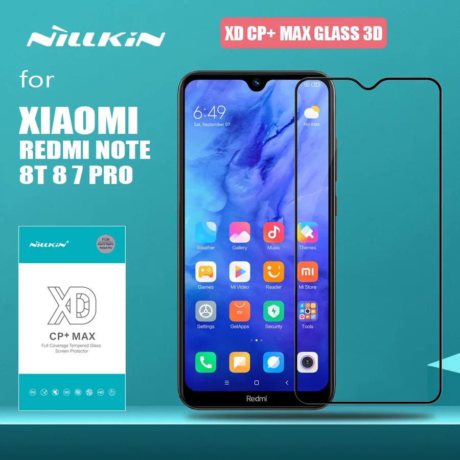 Redmi Note 8T 8 7 Pro стекло Nillkin XD CP+ Max полное покрытие 3D HD закаленное стекло Защита экрана для Xiaomi Redmi Note 8T 8 7 Pro