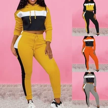 Спортивный комплект с длинным рукавом, весенний женский спортивный костюм из 2 предметов, толстовки с капюшоном, топы, спортивные комбинезоны, набор для бега, тренировочные штаны для бега