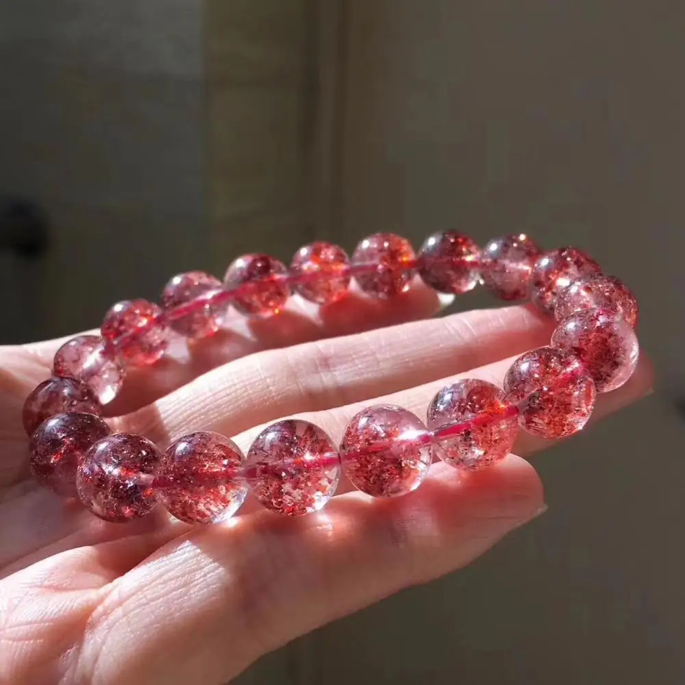 

Top Quality 10mm Natural Lepidocrocite Rutilated Bracelet Woman Lady Super 7 Melody Crystal Round Beads Stretch Jewelry AAAAAA