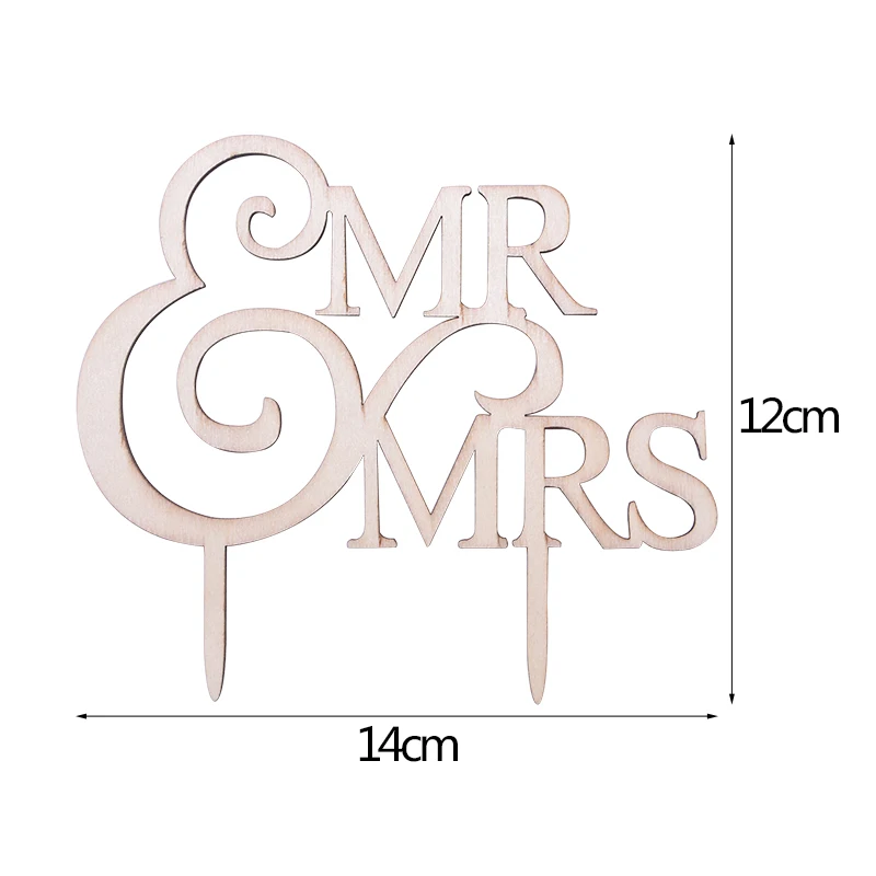 Свадебный Деревянный Торт Топпер креативный Mr& Mrs Love торт Декор на годовщина свадьбы десерт на вечеринку Топпер украшения поставки 8 - Цвет: B06