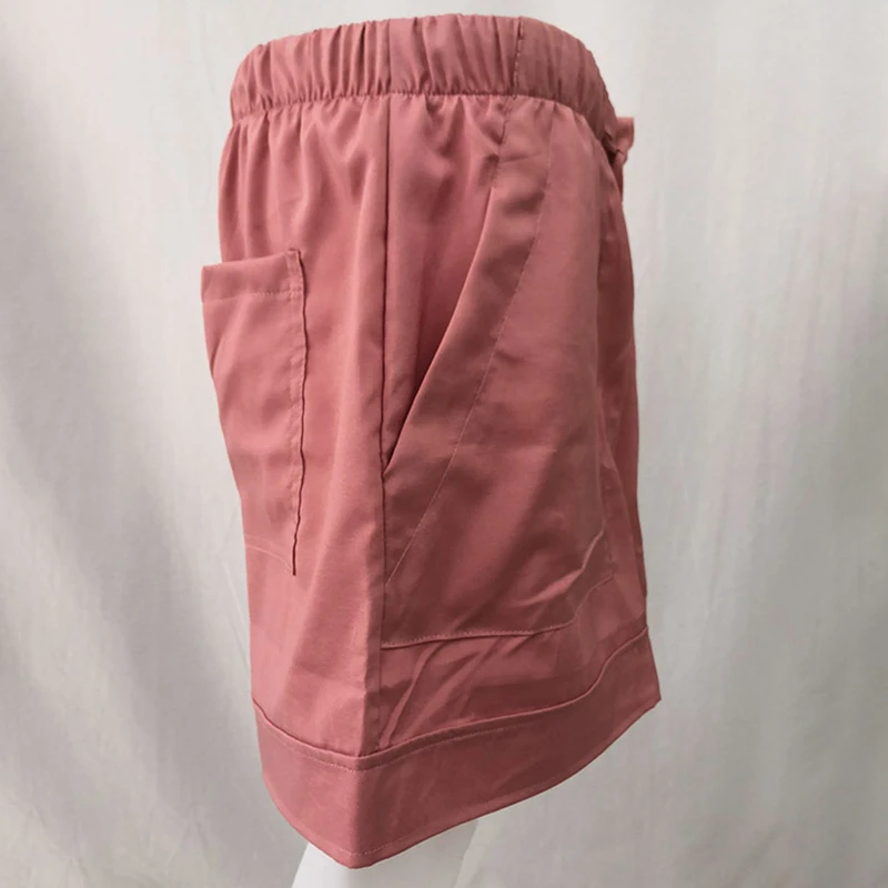 Summer Loose Short Pants Women Clothing Shorts Plus Size High Waist Lace-up Bottom Outdoor Wear Black Pink Lady Pockets Shorts