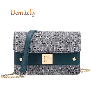 

Fashion Brand Ladies Handbag New Luxury Design Contrast Color Knitted PU Women's Chain Shoulder Messenger Bag Tote Bag Wallet