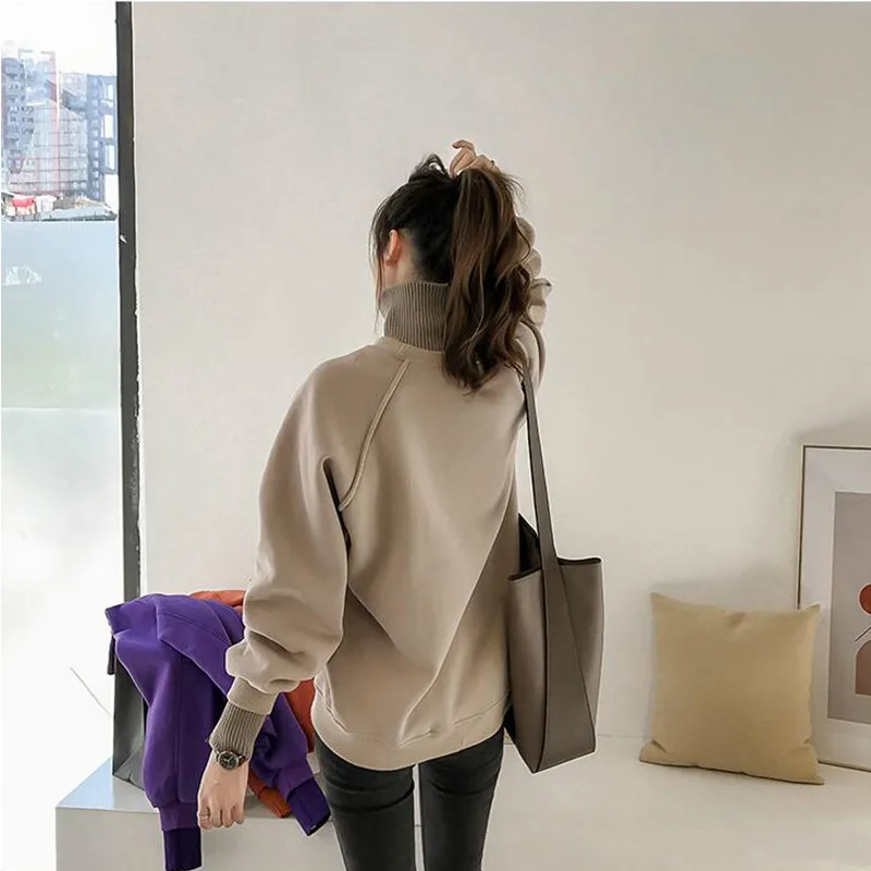  Hoodies Women Sweatshirt Turtleneck Thicker Warm Womens Clothing Hoodie Pullover Harajuku Plus Size