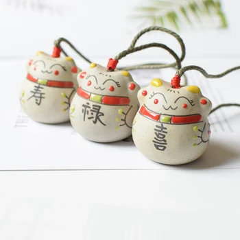

1pcs Fortune Cat Wind Chimes Ceramics Cats Windbell Lucky Cat Home Garden Car Hanging Bells Art Crafts Decor Ornaments Gifts