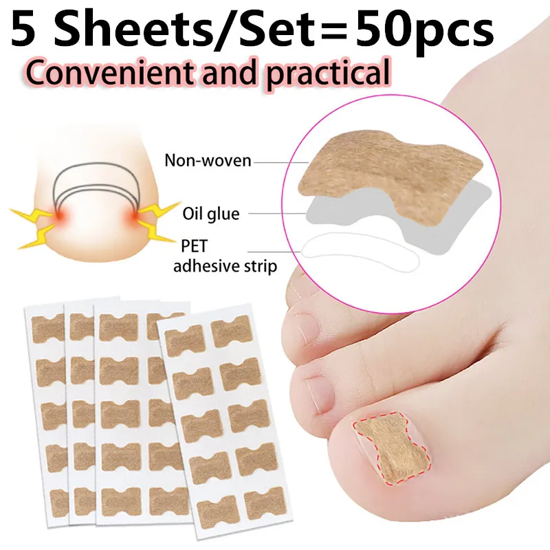 5 Sheets/Set=50pcs Embedded Toe Nail Corrector Sticker Toenail Care Pedicure Tools Thumb Curl Correction Sticker Foot Care Tool