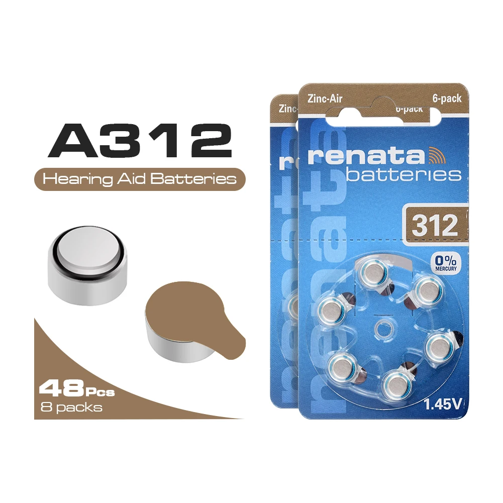 A312 высокое peformence слуховой аппарат Батарея цинковоздушная 1,45 V 312A ZA312 S312 PR41 B3124 батареи 48 шт