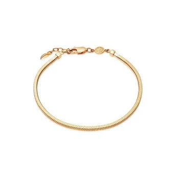 

18ct Gold Squar Snake Vermil Chain Bracelet No Zircon 925 Sterling Silver Chain for Women Birthday Gift Party Stackable Chain
