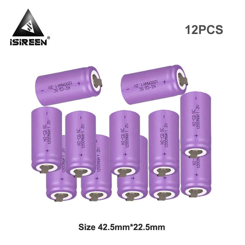 

Subc Ni CD Cell 1.2V 1200mAh DIY Rechargeable SC Ni-CD Power Tool Battery Packs 12V 14.4V 18V 36V Electric Toys Laser Pointer