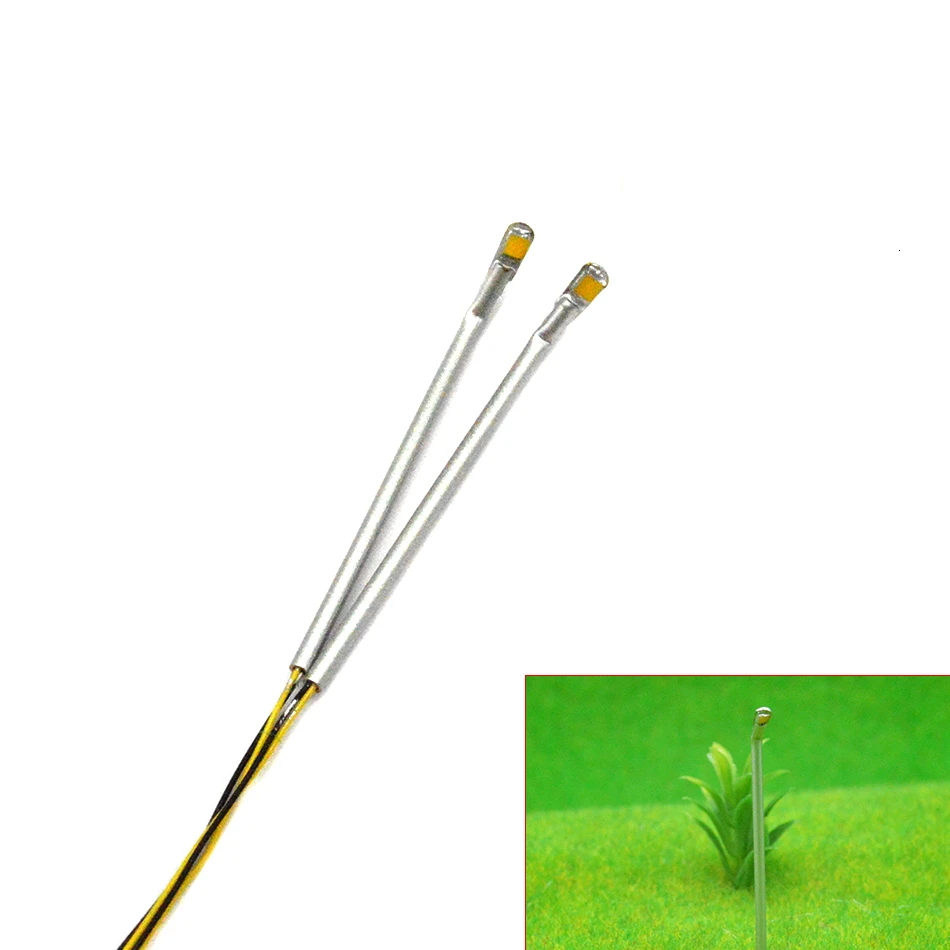 3cm Height 1/500 Scale Copper Model Lamp With Coloful Line 3V LED Model Street Light For Miniture Landscape Layout Kits