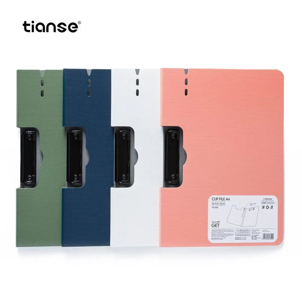 

TIANSE 4pcs PP File Folder Clip Frosted Paper Clip Notebook Students Stationery Book Binder Document Folders Office Supplies