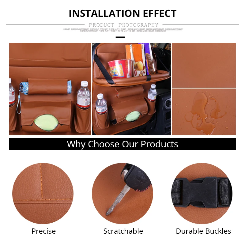 Car Seat Back Storage Bag Organizer Universal Travel Box Pocket Holder PU Leather Multi Pockets Bags Protector Auto Accessoires (3)