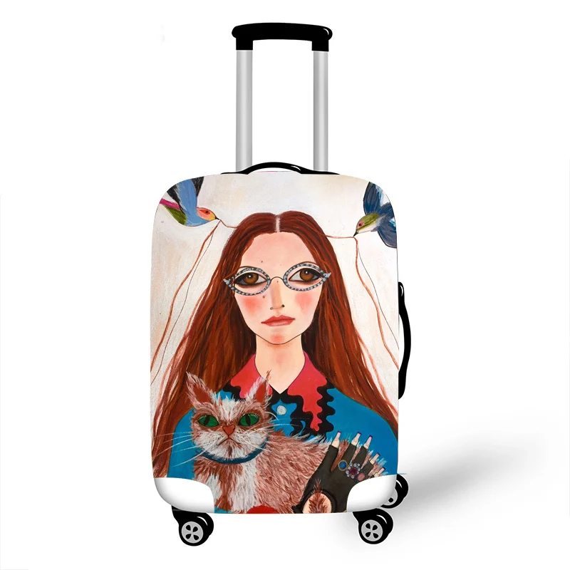 Эластичный Чемодан защитный чехол для чемодана Защитная крышка тележка Чехлы 3DTravel аксессуары с рисунком кота T10001 - Цвет: D