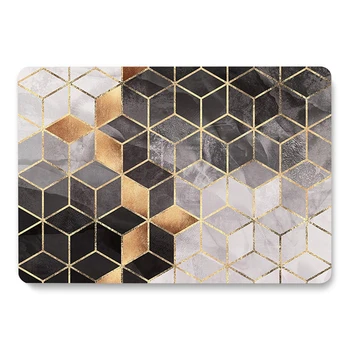 

Grey Black Gold Art Pattern Laptop Case For MacBook Retina Air 11 12 13.3 New Pro 15.4 16 inch Cover shell