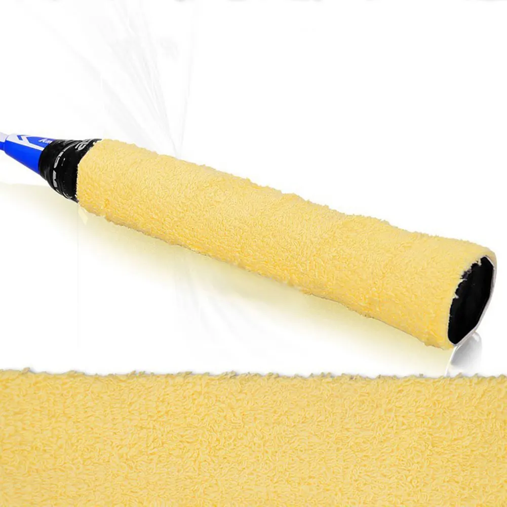Хлопковое полотенце клейкая лента Теннисная ракетка для бадминтона противоскользящая ручка ручки ленты пот полоса сплошной цвет FH99 - Цвет: yellow