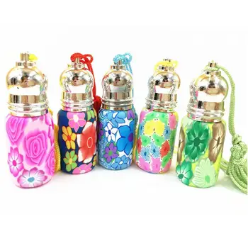 

6ml Empty Vintage Mini Glass Perfume Essential Oil Roller Roll Essential Jewelry On Automobile Pendant Flower Bottle Oil Pe G8E3