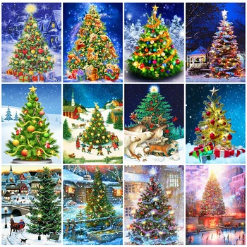 

YI Bright Diamond Painting Christmas Tree Cross Stitch Diamond Mosaic Cartoon Rhinestones Embroidery DIY Beaded Handmade Hobby