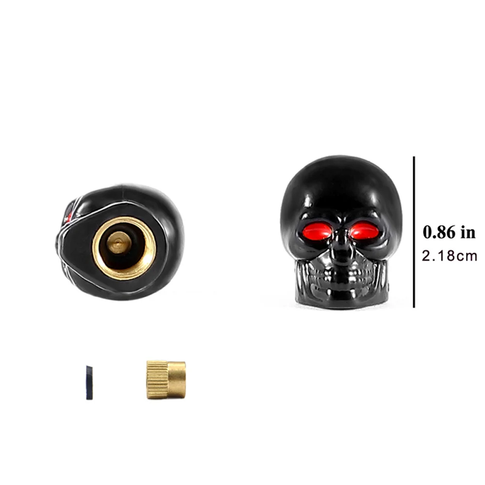 4pcs set of universal tires car skull anti-rust motorcycle copper core car wheel tire air intake caps stem cover wheels auto