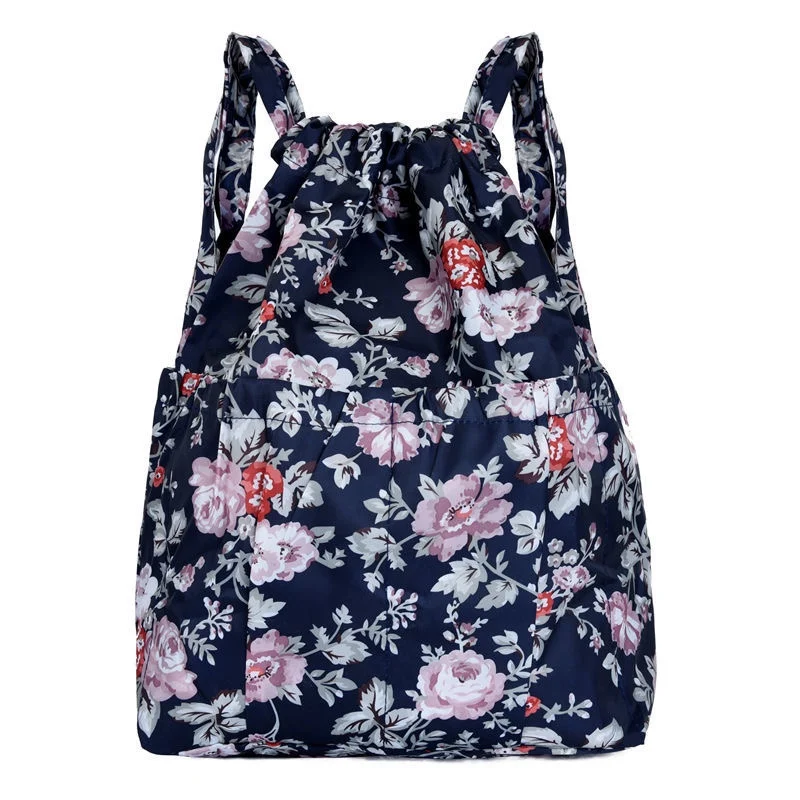 2022 Fashion Vintage Drawstring Backpacks Women Large Capacity Flower Ethnic Style Waterproof Nylon Rucksack Shoulders Backpacks 