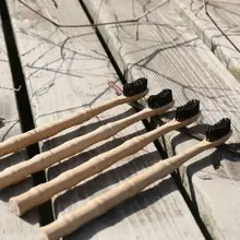 Зубная щетка из натурального бамбука, Бамбуковая форма, Бамбуковая ручка, мягкая щетина, зубная щетка для взрослых, черная зубная щетка