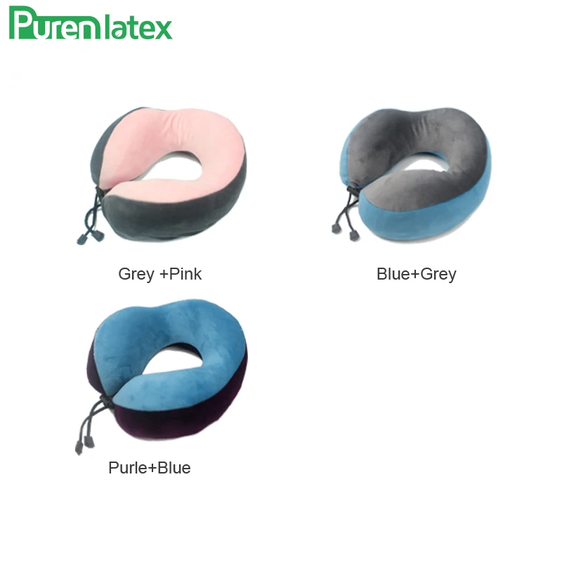 PurenLatex u-образная латексная подушка для путешествий, подушки для шеи, защита шейного отдела позвоночника, ортопедическая поддержка, давление на шею для самолета