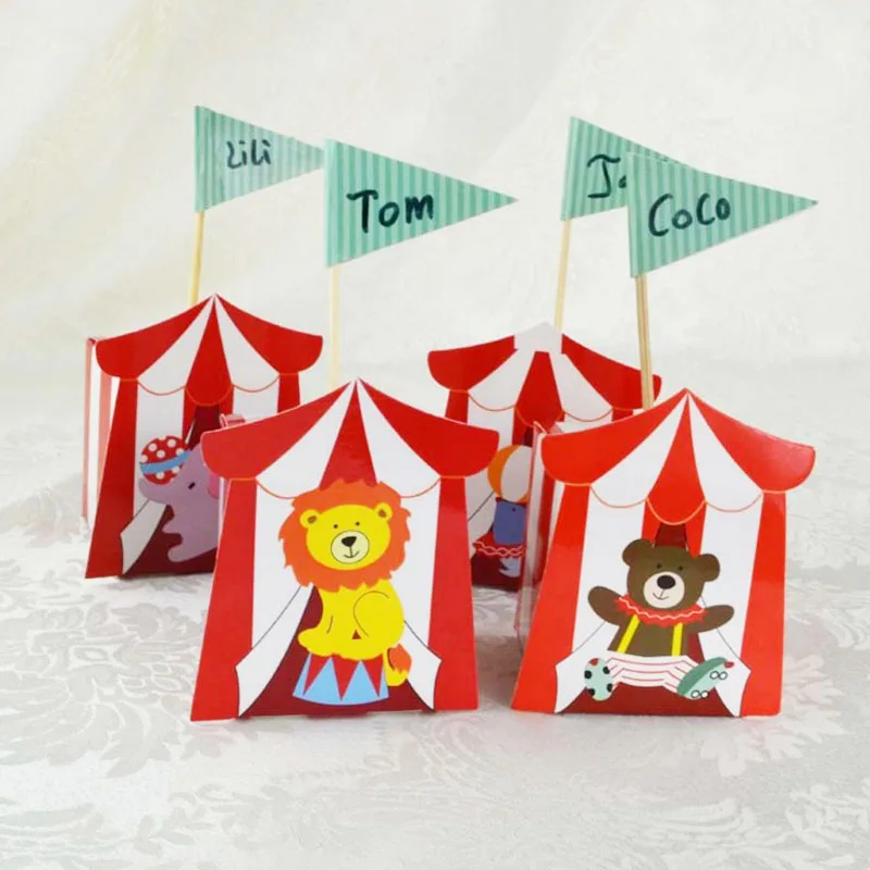 

10 Pcs Cute DIY Cartoon Circus Theme Party Candy Box For Kids Birthday Party Baby Shower Decoration Candy Gift Box Supplies