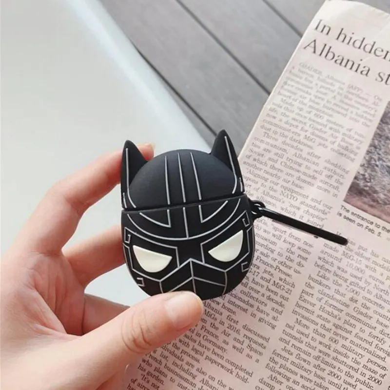 

Luminous Black Panther Bluetooth Wireless Earbuds Cover For AirPods 1 2 Earphones Silicon Case Cover For AirPods 2 Charging Box
