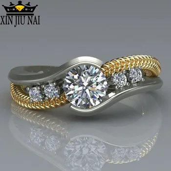 

Luxury Women's Crystal Cobblestone Ring Fashion Engagement Ring Vintage Female Wedding Ring