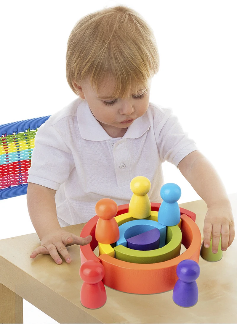Rainbow Stacker Blocks and Numbers Learning Toys for Toddlers Boys Girls Kids 