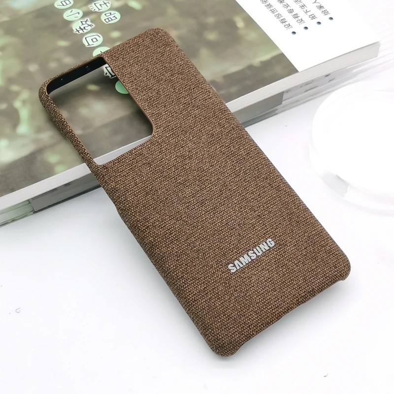 SAMSUNG S22 S21 S20 Plus Note20 Ultra S20FE Case Fabric Leather Canvas Pattern Stand Cover Protective For Galaxy A12 A31 M51 M31 cute phone cases for samsung  Cases For Samsung