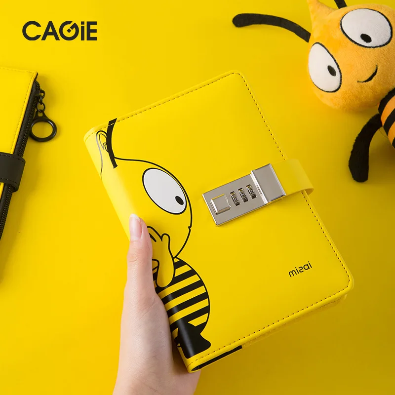 

Kawai A6 Diary Planner With Lock Bee Notebook Lockable PU Leather Notepad Traveler Journal DIY Agenda School Stationery Gifts