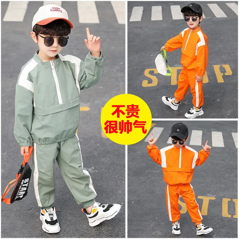 

BOY'S Handsome New Style Semi-Zipper Shoulder Mixed Colors Set 2020 Spring Western Style Two-Piece Set Big Boy Childrenswear