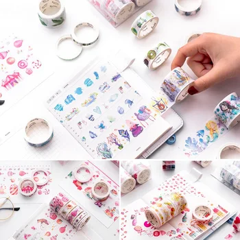 

10Rolls/Set Decorative Paper Washi Tape Set Japanese Stationery Kawaii Scrapbooking Supplies Stickers