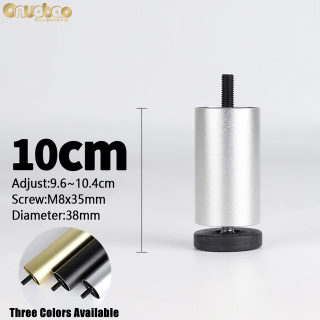 Onuobao 4PCS Furniture Leg M8 Screw Adjustable Aluminum Alloy Sofa Leg for Table Legs Raised Feet Refrigerator Washing Machine Silver-10cm