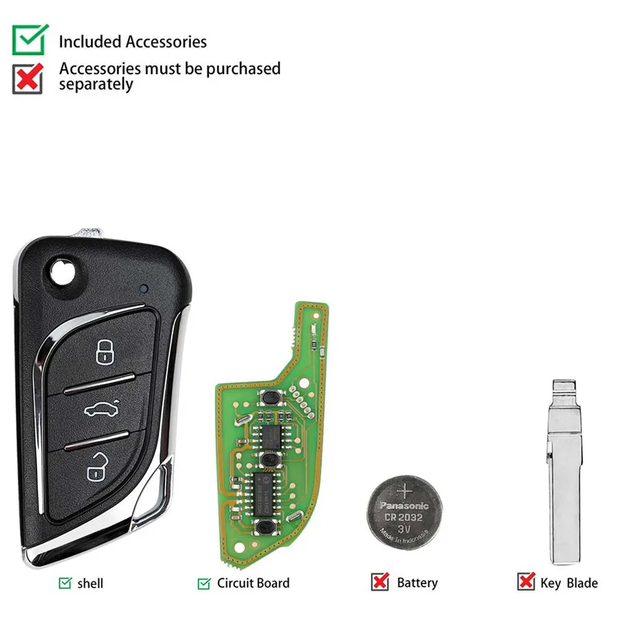 Xhorse VVDI2 XKLKS0EN LEI.KSS Style (хромовое покрытие) для VVDI Key Tool 10 шт./лот| |