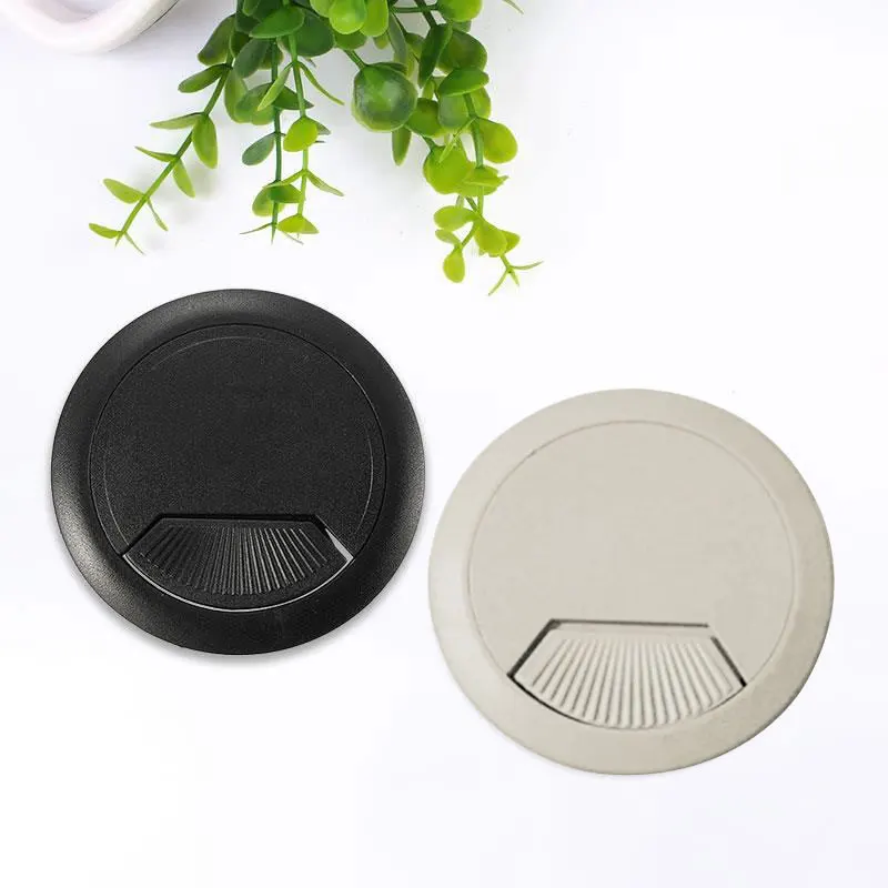 

60mm ABS Plastic Desk Wire Hole Cove Cover Grommet Grommet Cover Room Make Table Tidy Computers Shape Black Gray Office Cable