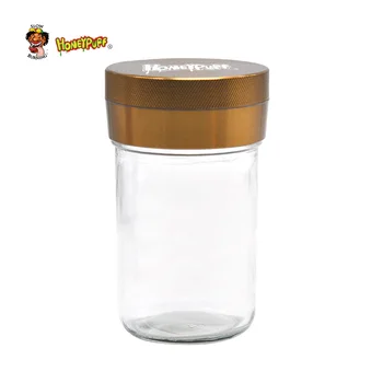 

Honeypuff Aircraft Aluminum Herb Grinder With Big Glass Stash Storage Jar 75MM 2 Piece Metal Tobacco Grinder Accessories
